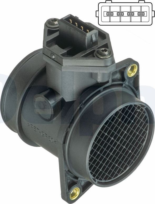 Датчик массового расхода воздуха (ДМРВ) Delphi для Alfa Romeo 159 2005-2012. Артикул AF10376-12B1