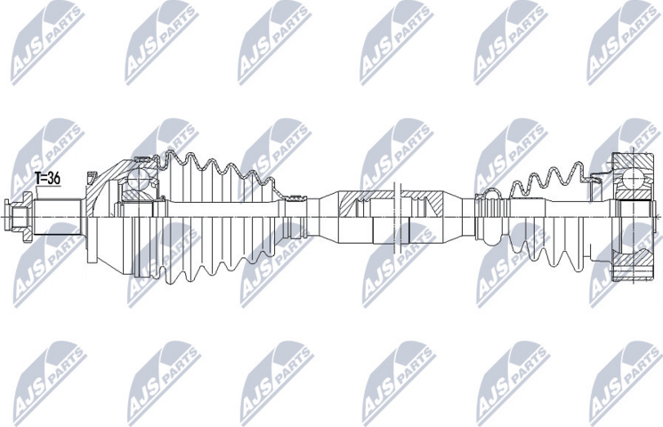 Полуось (привод в сборе, приводной вал) NTY. Артикул NPW-VW-162