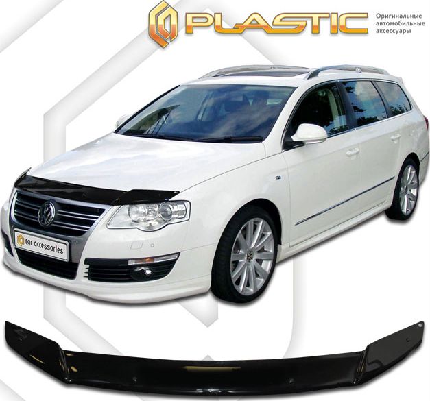 Дефлектор СА Пластик для капота (Classic черный) Volkswagen Passat универсал В6 2005-2010. Артикул 2010010107949