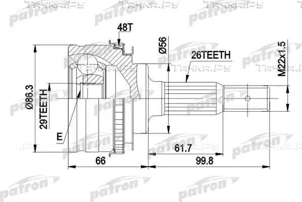 Шрус наружный (граната) Patron. Артикул PCV9012