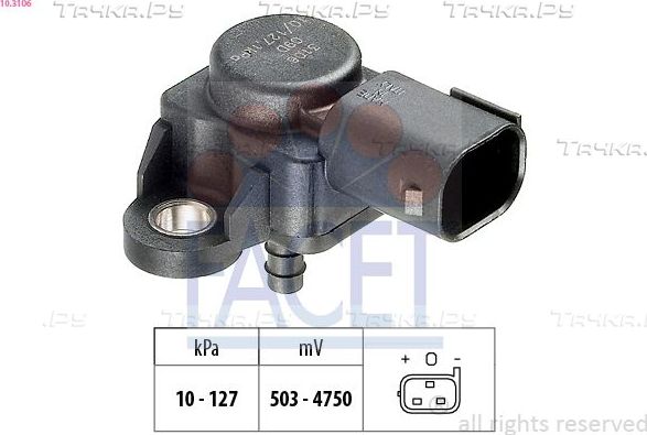 Датчик абсолютного давления (ДАД, MAP) Facet Made in Italy - OE Equivalent для PUCH G-modell W463 1997-2001. Артикул 10.3106