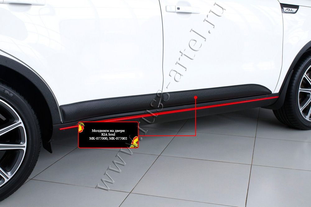 Молдинги Русская Артель (задний правый) на двери Kia Soul II 2013-2019. Артикул MK-077032