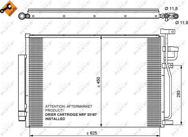 Радиатор кондиционера (конденсатор) NRF (алюминий). Артикул 35775