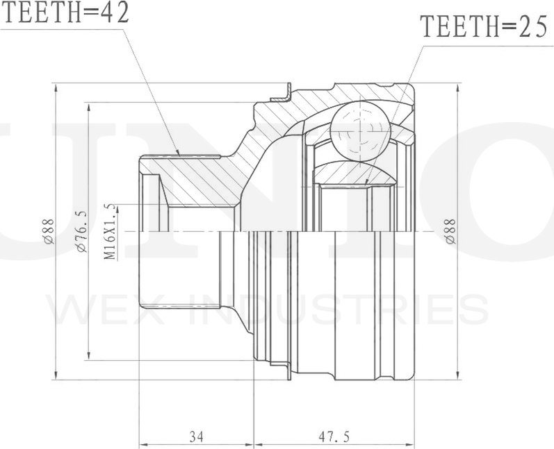 ШРУС наружный (Unio). Артикул CVJ-20103