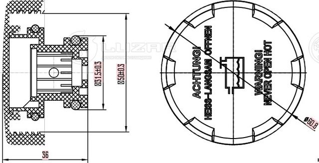 крышка (пробка) расширительного бачка LUZAR для а/м Opel Astra H (04-)/Zafira B Luzar (полимерный материал). Артикул LL 0577