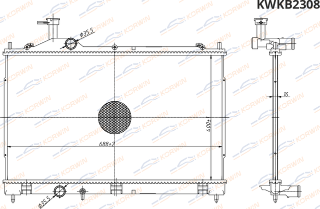 Радиатор охлаждения Mitsubishi Outlander III 2.0-3.0 (12-) (гарантия 2 года) (Korwin). Артикул KWKB2308