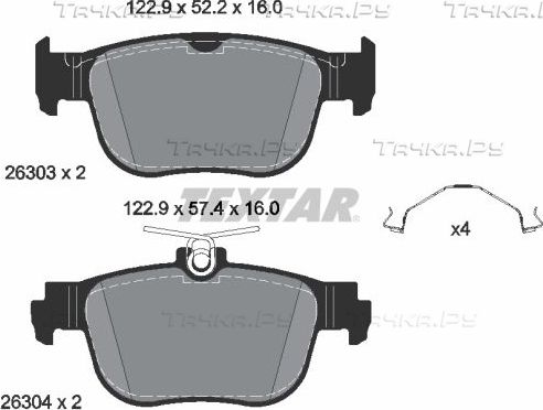 Тормозные колодки Textar Q+ задние для Skoda Octavia A8 2019-2026. Артикул 2630301
