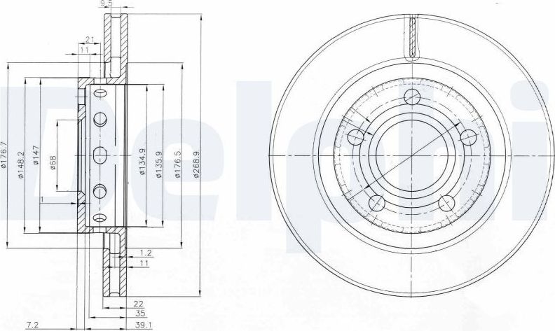 Тормозной диск Delphi. Артикул BG3525