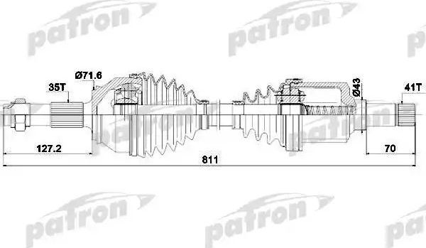 Полуось (привод в сборе, приводной вал) Patron. Артикул PDS0426