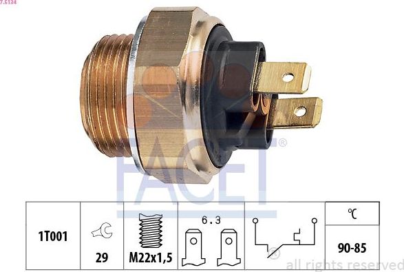 ДАТЧИК ВКЛЮЧЕНИЯ ВЕНТИЛЯТОРА CITROEN: C15 (VD-_) 1.0/1.1/1.1 I/1.4/1.4 E/1.4 I 84-05 / DAEWOO: CIELO Facet Made in Italy - OE Equivalent. Артикул 7.5134
