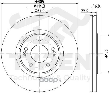Тормозной диск (Tyren). Артикул TYR1114191