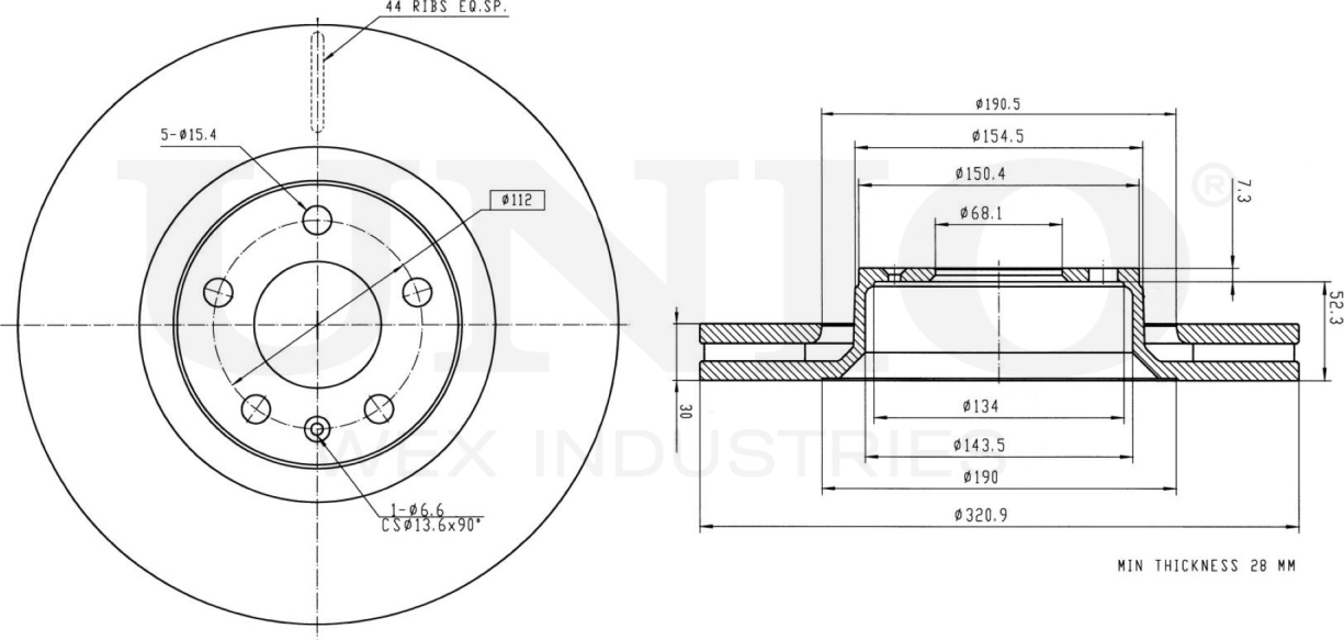 Диск тормозной (Unio). Артикул BRD-20400