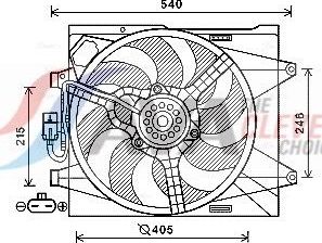 Вентилятор радиатора двигателя AVA для Ford KA II 2008-2016. Артикул FT7582