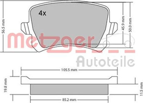 Тормозные колодки Metzger. Артикул 1170116