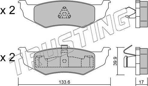 Тормозные колодки Trusting задние для Dodge Neon I 1994-1999. Артикул 538.0