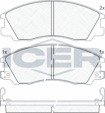 Тормозные колодки Icer передние для Hyundai Terracan I 2001-2006. Артикул 181539