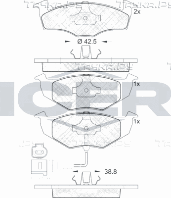 Тормозные колодки Icer передние для Skoda Fabia I 2000-2008. Артикул 181590