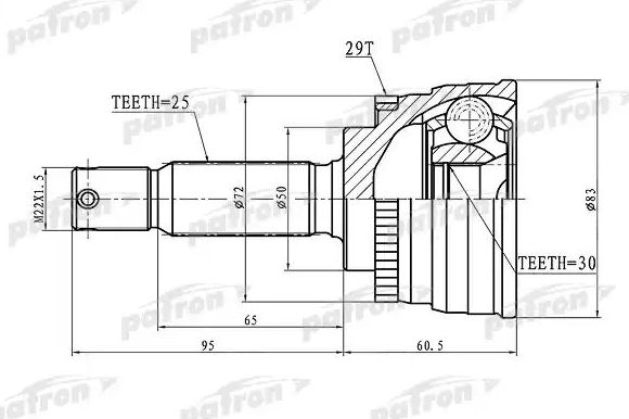 Шрус наружный (граната) Patron. Артикул PCV1721