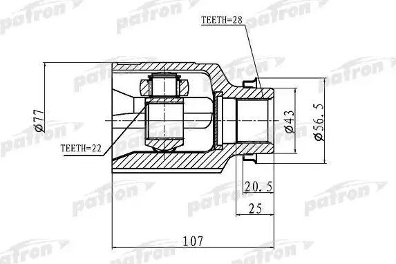 Шрус внутренний (граната) Patron. Артикул PCV1172