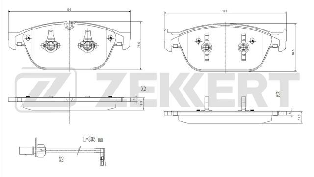Тормозные колодки Zekkert передние для Audi A8 III (D4) 2009-2018. Артикул BS-1436