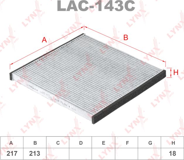 Салонный фильтр LYNXauto для Toyota Vios I 2002-2006. Артикул LAC-143C
