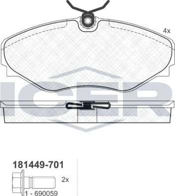 Тормозные колодки Icer передние для Renault Avantime 2001-2003. Артикул 181449-701
