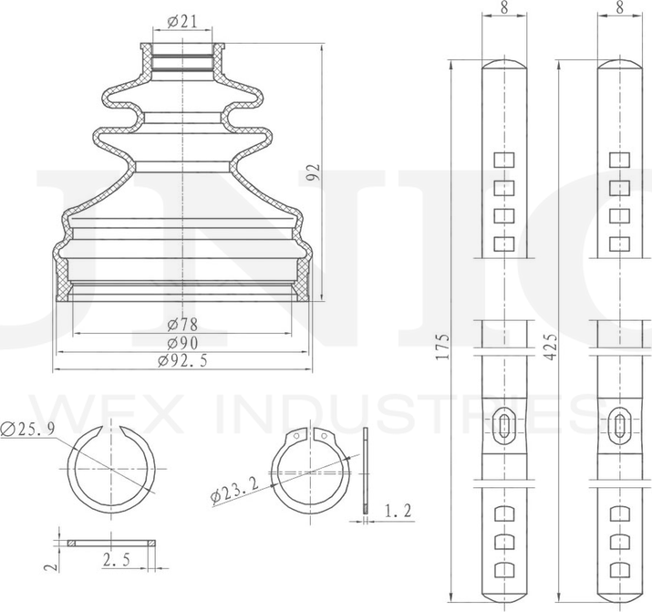 Пыльник ШРУС, комплект (Unio). Артикул DUC-30044K