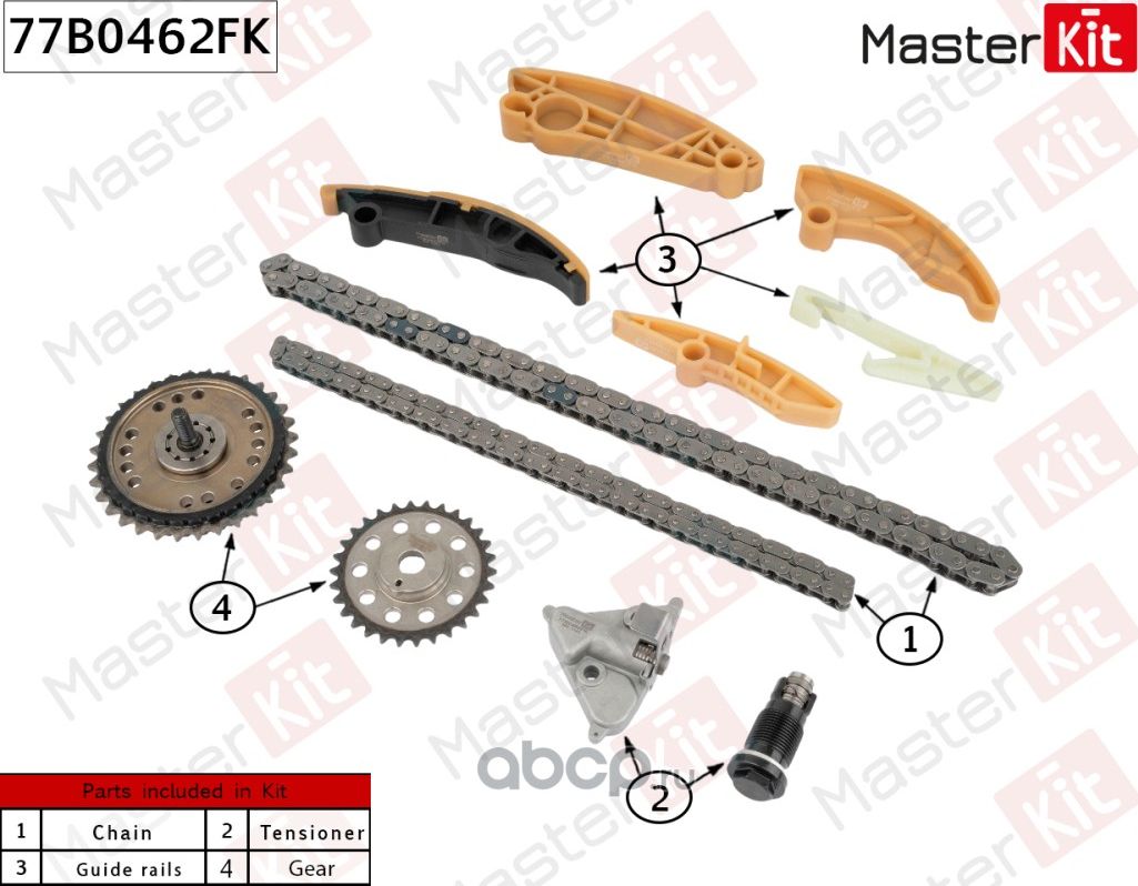 Комплект цепи ГРМ LAND ROVER 204DTD DISCOVERY SPORT 14- со звездочками (Master KIT). Артикул 77B0462FK