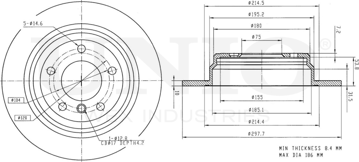 Диск тормозной (Unio). Артикул BRD-20472