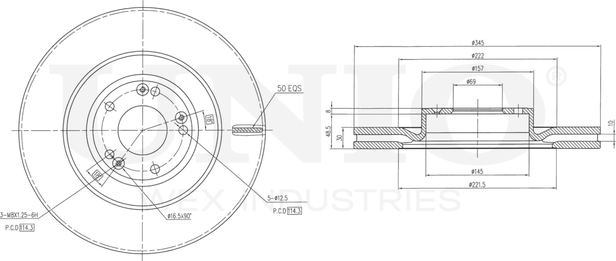 Диск тормозной (Unio). Артикул BRD-20531