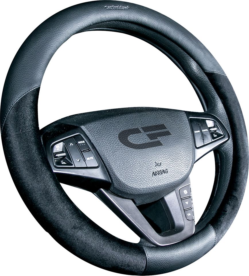 Оплётка на руль CarFashion Barcelona (размер M, экокожа, цвет ЧЕРНЫЙ/ЧЕРНЫЙ). Артикул 31420