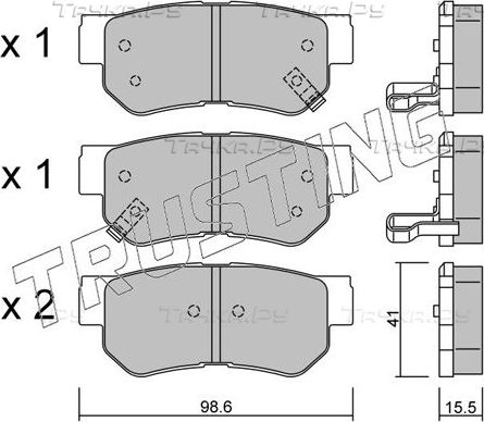 Тормозные колодки Trusting задние для Hyundai Elantra III (XD) 2006-2006. Артикул 374.0