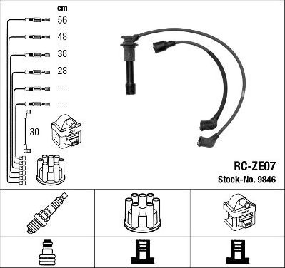 Высоковольтные провода (провода зажигания) (комплект) NGK для Mazda 323 III (BF) 1985-1993. Артикул 9846