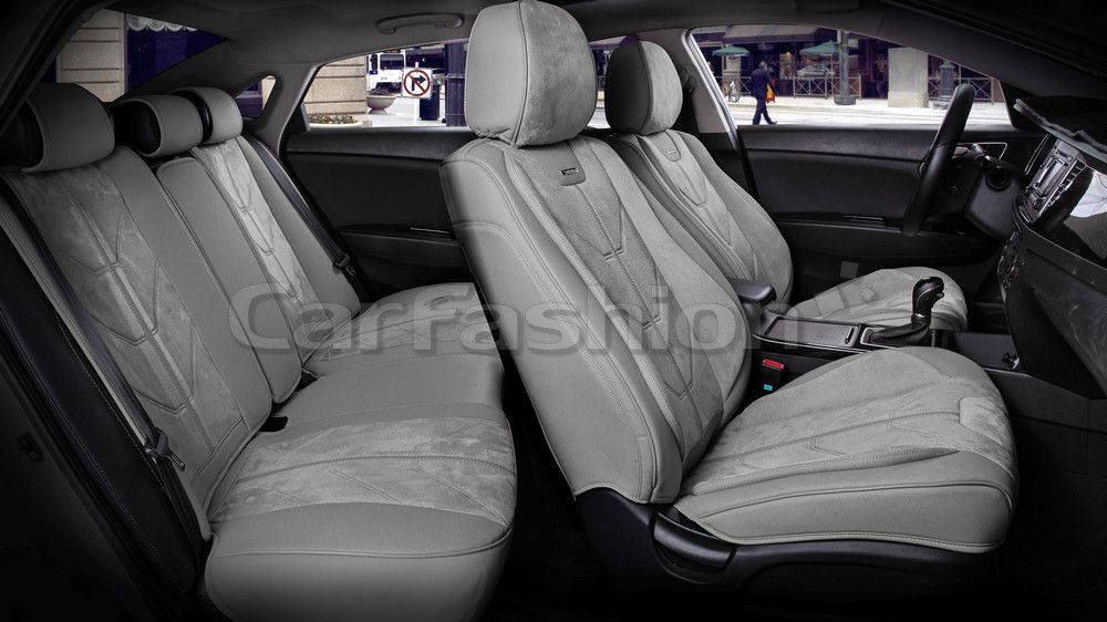 Комплект универсальных каркасных чехлов CarFashion 5D Start Plus на сидения авто, цвет Темно-серый/Темно-серый/Серый. Артикул 22299