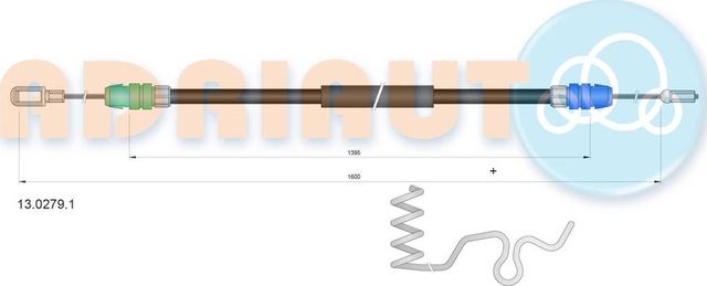 Трос ручника (тросик ручного тормоза) Adriauto задний левый для Ford Transit VII 2006-2014. Артикул 13.0279.1