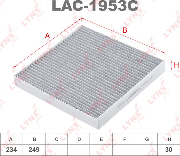 Салонный фильтр LYNXauto для GMC Sierra III (K2XX) 2013-2026. Артикул LAC-1953C