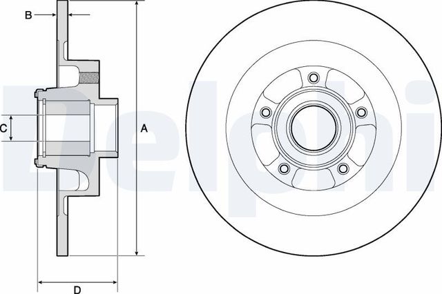 Тормозной диск Delphi для Renault Grand Scenic III 2009-2015. Артикул BG9134RS