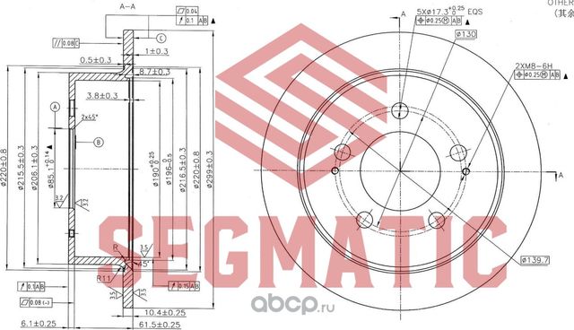 SBD30093080 Диск тормозной задний Ssang Yong ActyonKyronRexton 2.0,2.7XDI 05 (29 (Segmatic). Артикул SBD30093080
