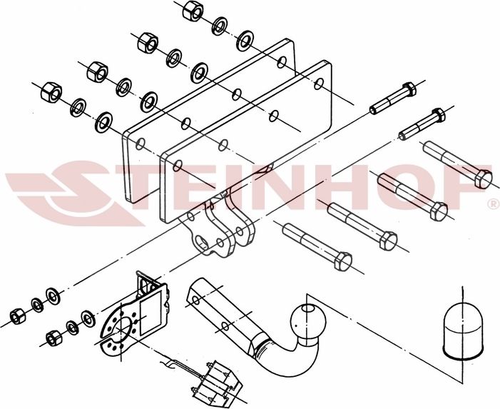 Фаркоп Steinhof для Jeep Commander (XH) Limited, Laredo, Overland 2006-2011. Артикул J-050/1