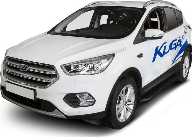 Пороги алюминиевые Rival Black для Ford Kuga II рестайлинг 2016-2019. Артикул F180ALB.1804.2