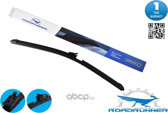 Щетка стеклоочистителя бескаркасная с форсункой и подогревом 575 мм (Roadrunner). Артикул RR575FWH