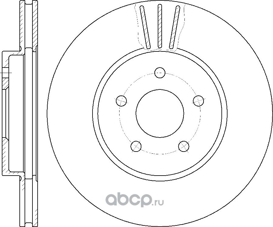 Диск тормозной вентилируемый (G-Brake). Артикул GR02589