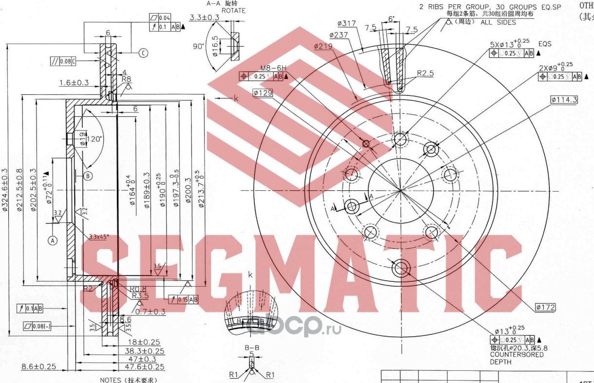 Диск тормозной (Segmatic). Артикул SBD30093106