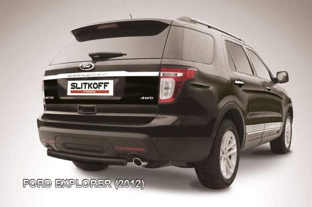 Защита Slitkoff заднего бампера d76 ЧЕРНАЯ матовая для Ford Explorer V 2012-2015. Артикул FEX008B