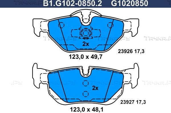 Тормозные колодки Galfer задние для BMW 1 I (E82/E88) 2008-2013. Артикул B1.G102-0850.2