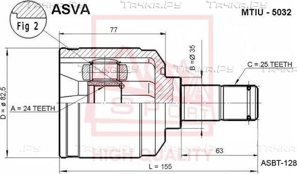 Шрус внутренний (граната) Asva. Артикул MTIU-5032