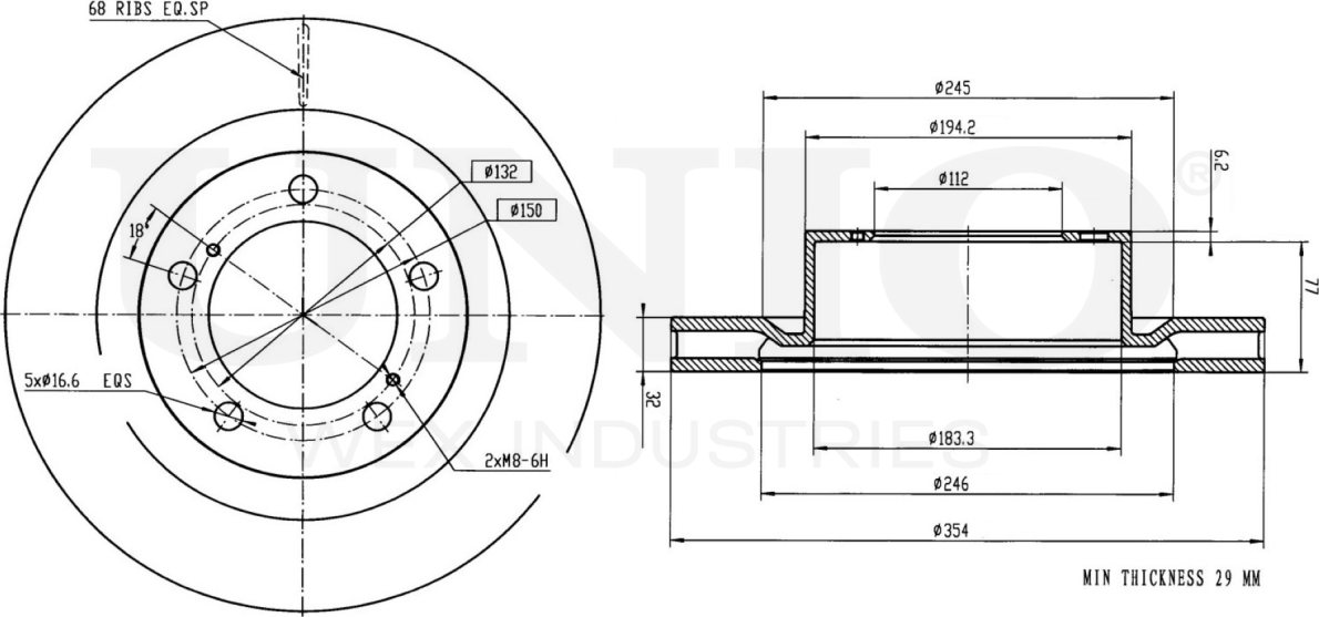 Диск тормозной (Unio). Артикул BRD-20457