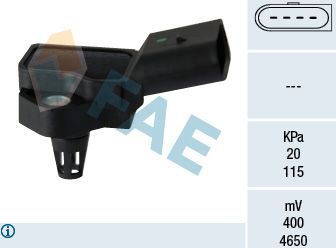 Датчик абсолютного давления (ДАД, MAP) FAE для Volkswagen Lupo 2001-2005. Артикул 15060