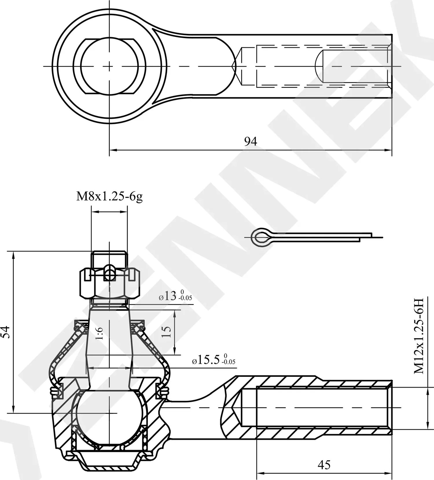 Наконечник рулевой левый/правый NISSAN ALMERA 95-00, PRIMERA 90-02, SENTRA 94-00 (Zennek). Артикул DTE0041