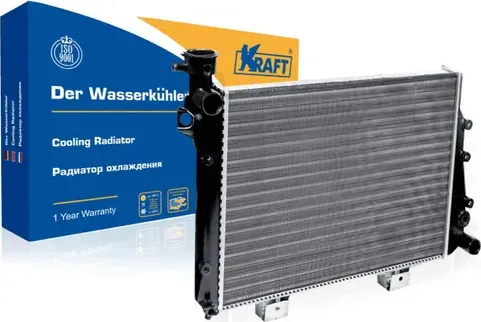 Радиатор охлаждения двигателя ВАЗ 2105/2107 алюминевый (Kraft). Артикул KT104009
